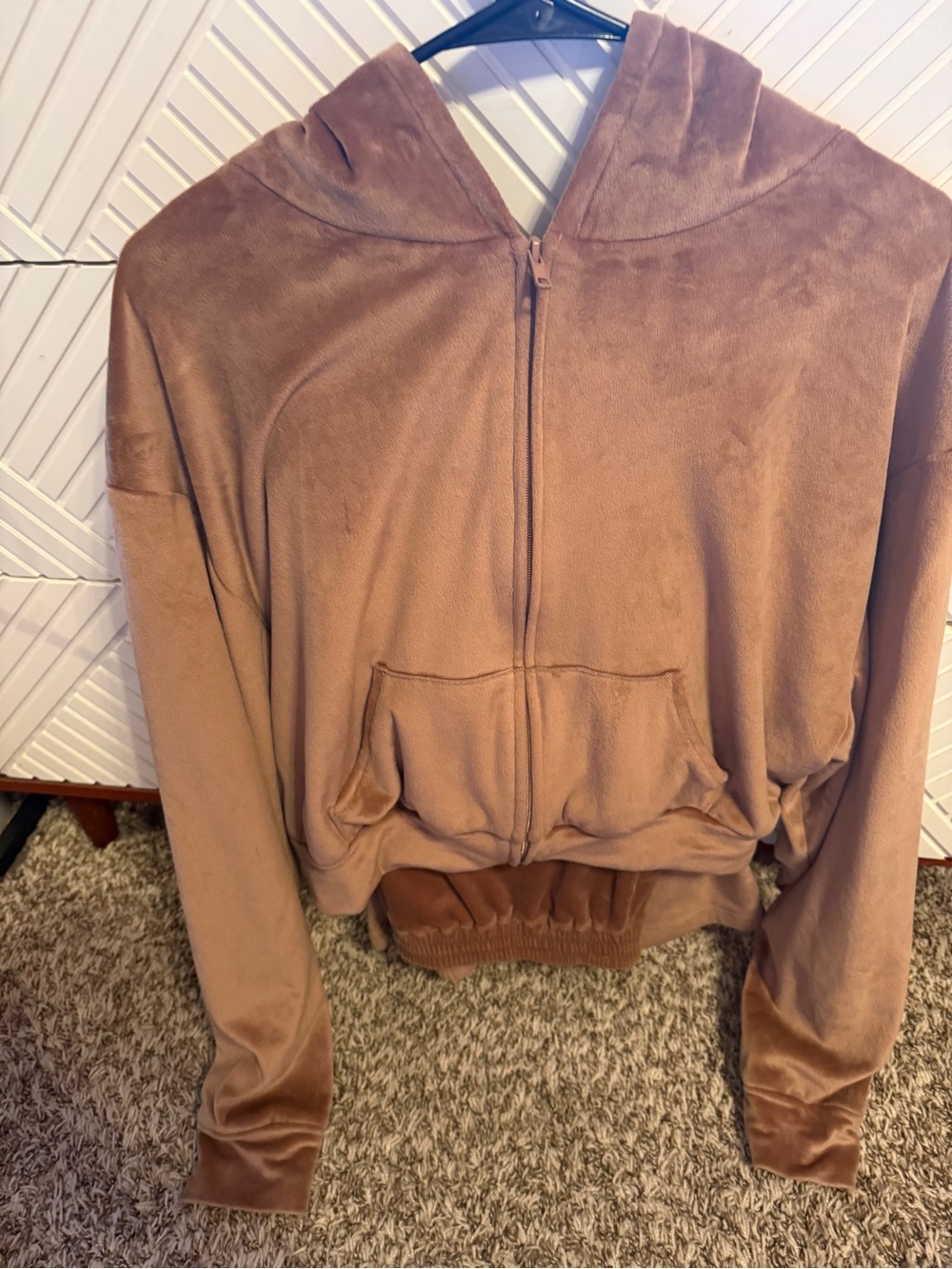 Skims Velour Sweatsuit 2-Pc tracksuit Set Zip Hoodie & Pants Pockets S & 2XL